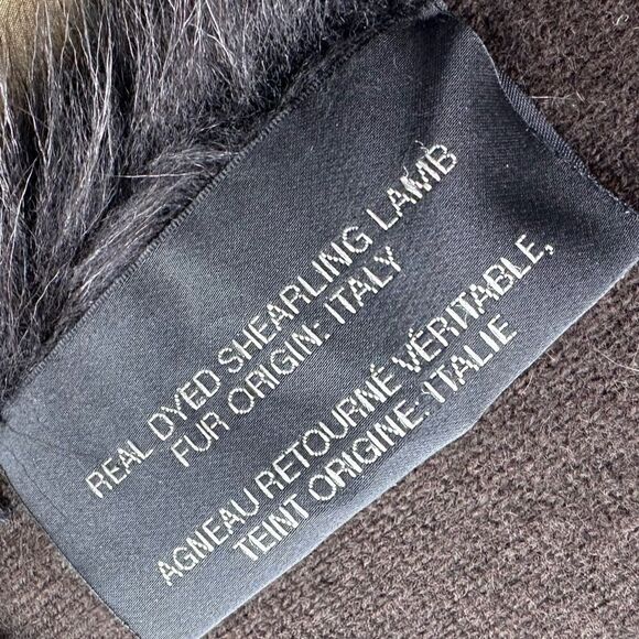 Ralph Lauren Espresso Brown Italian Shearling & Cashmere Blend Knit Scarf - Picture 7 of 16